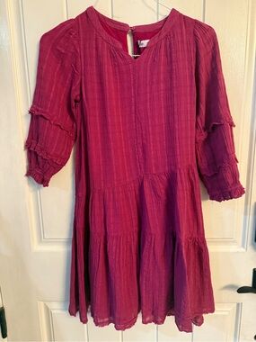 Zara Girls gauzy Magenta Tiered Cotton Dress